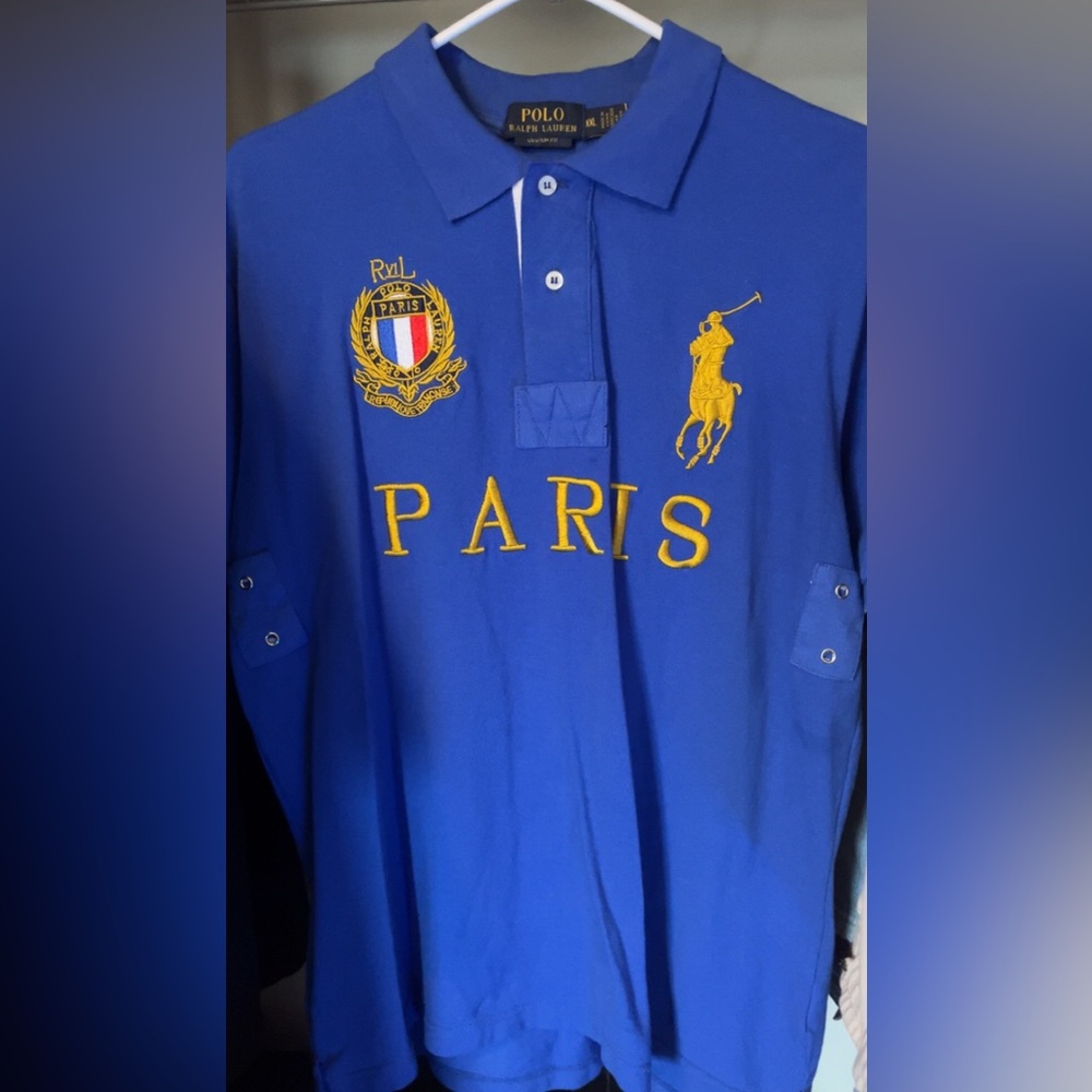 Ralph Lauren Blue Polo with Yellow Embroidery